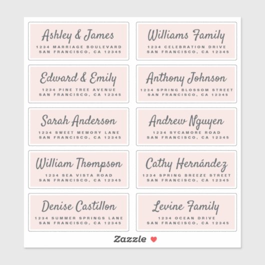 Chic Calligraphy Wedding Guest Address Labels (Blatt)