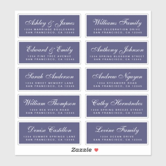Chic Calligraphy Wedding Guest Address Labels (Blatt)