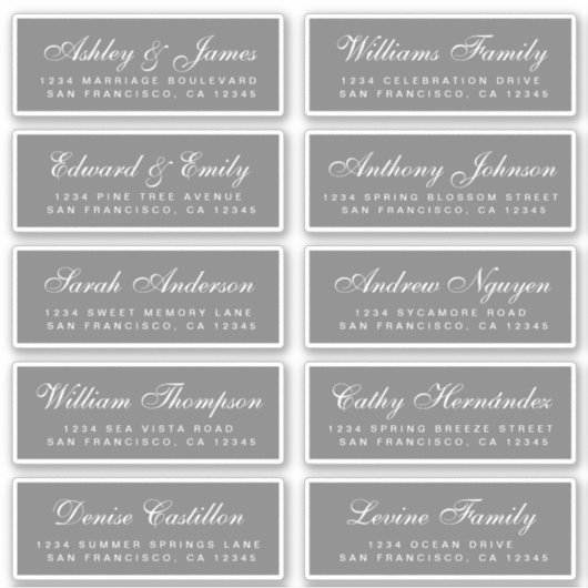 Chic Calligraphy Wedding Guest Address Labels (Vorderseite)