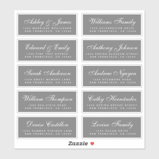 Chic Calligraphy Wedding Guest Address Labels (Blatt)