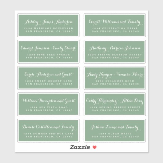 Chic Calligraphy Wedding Guest Address Labels (Blatt)