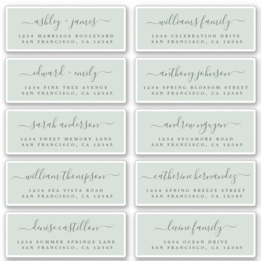 Chic Calligraphy Wedding Guest Address Labels (Vorderseite)