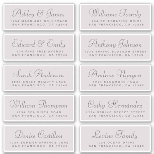 Chic Calligraphy Wedding Guest Address Labels (Vorderseite)