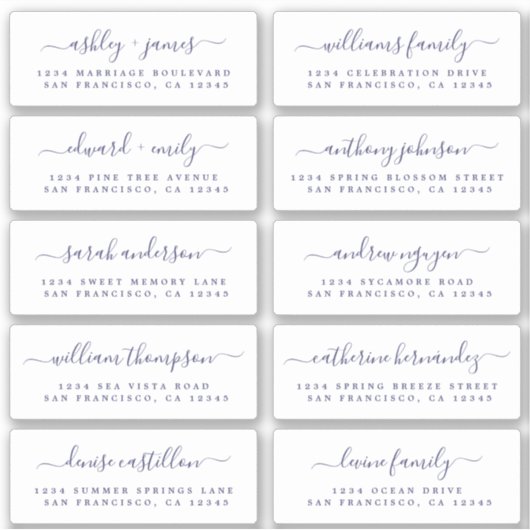 Chic Calligraphy Wedding Guest Address Labels (Vorderseite)