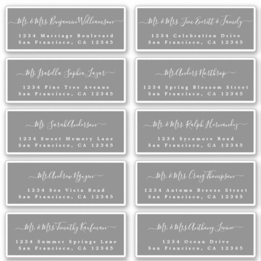 Chic Calligraphy Wedding Guest Address Labels (Vorderseite)
