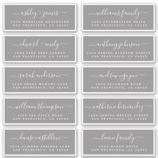Chic Calligraphy Wedding Guest Address Labels (Vorderseite)