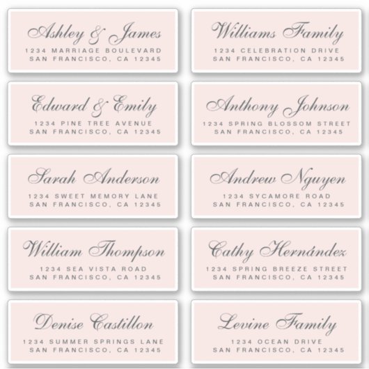 Chic Calligraphy Wedding Guest Address Labels (Vorderseite)