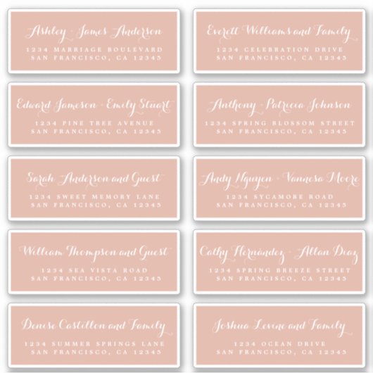 Chic Calligraphy Wedding Guest Address Labels (Vorderseite)