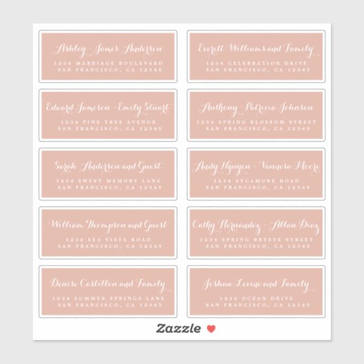 Chic Calligraphy Wedding Guest Address Labels (Blatt)