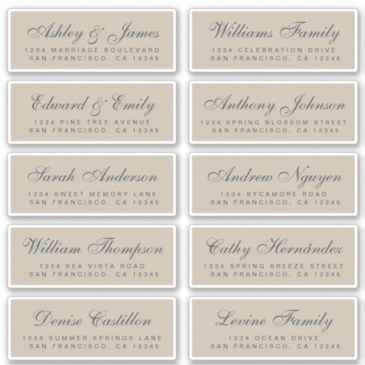 Chic Calligraphy Wedding Guest Address Labels (Vorderseite)