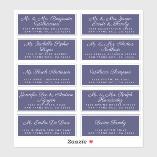 Chic Calligraphy Wedding Guest Address Labels (Blatt)