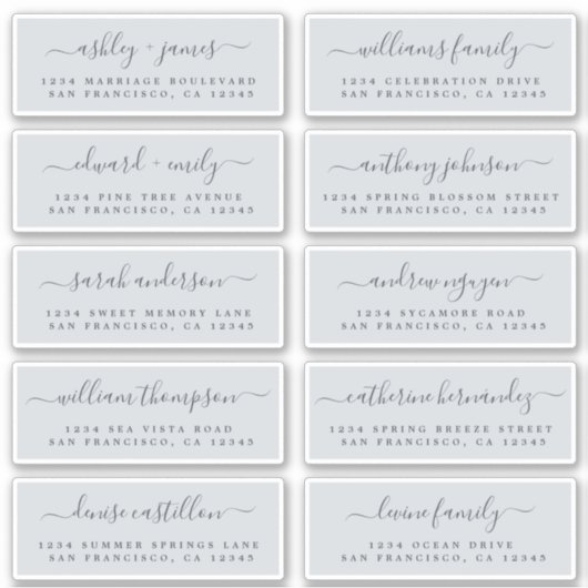 Chic Calligraphy Wedding Guest Address Labels (Vorderseite)