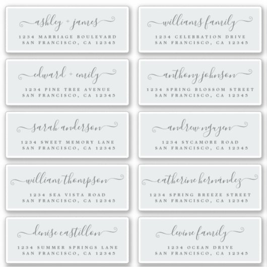 Chic Calligraphy Wedding Guest Address Labels (Vorderseite)