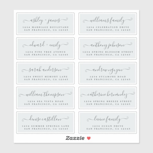 Chic Calligraphy Wedding Guest Address Labels (Blatt)