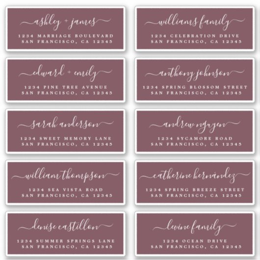 Chic Calligraphy Wedding Guest Address Labels (Vorderseite)