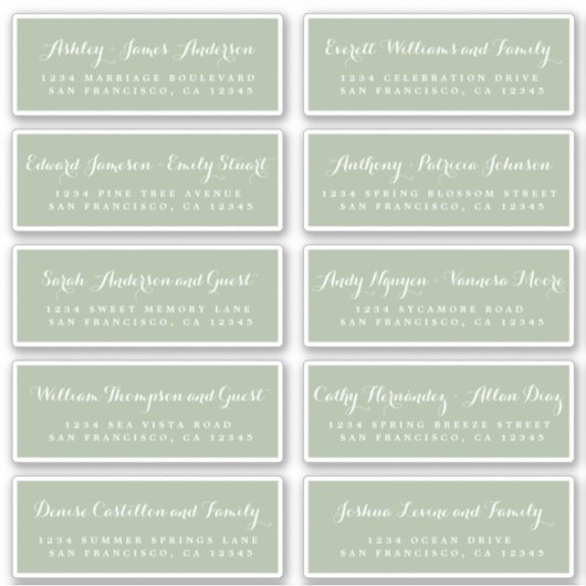 Chic Calligraphy Wedding Guest Address Labels (Vorderseite)