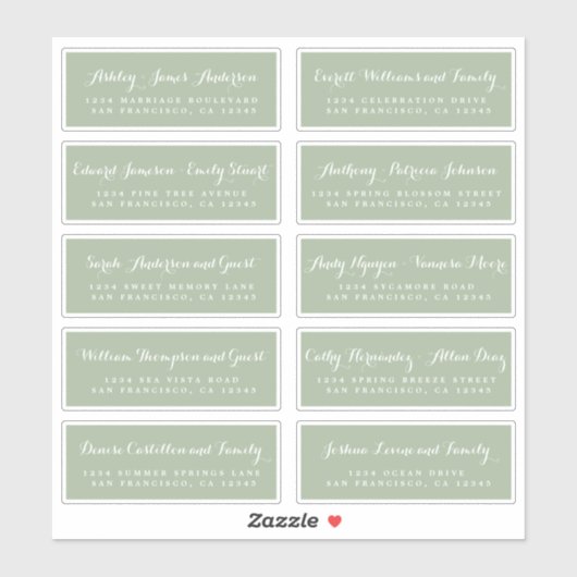 Chic Calligraphy Wedding Guest Address Labels (Blatt)