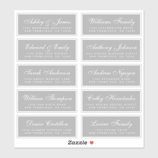 Chic Calligraphy Wedding Guest Address Labels (Blatt)