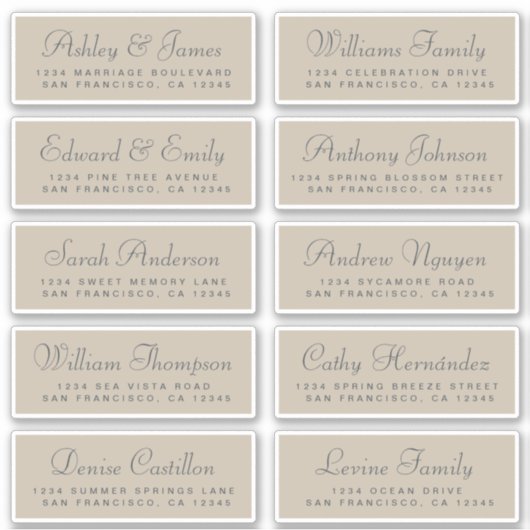 Chic Calligraphy Wedding Guest Address Labels (Vorderseite)