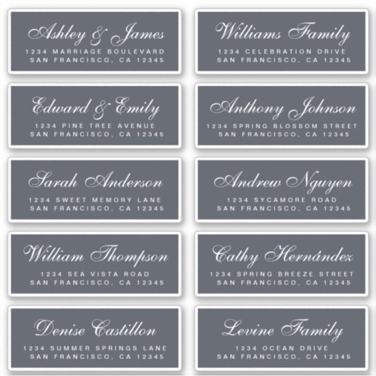 Chic Calligraphy Wedding Guest Address Labels (Vorderseite)