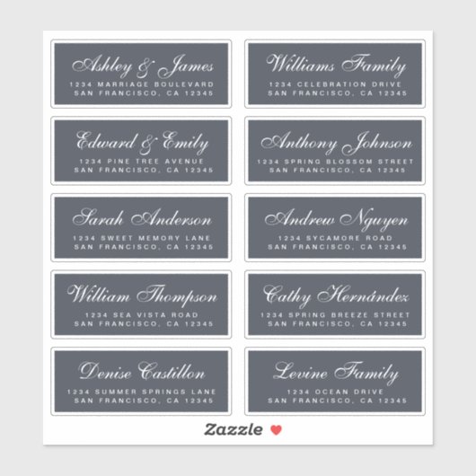 Chic Calligraphy Wedding Guest Address Labels (Blatt)