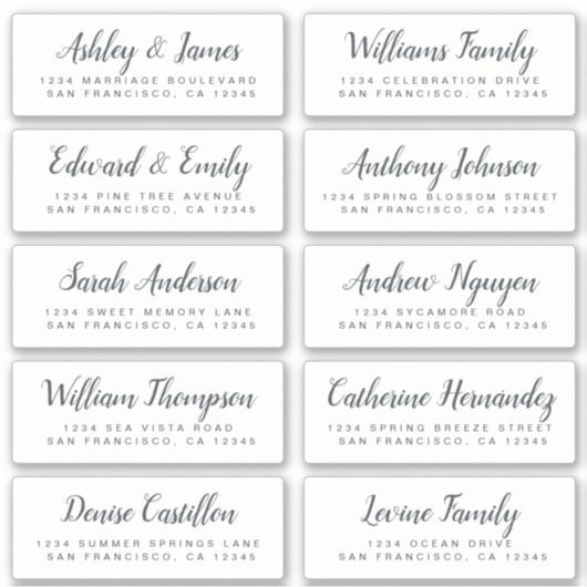 Chic Calligraphy Wedding Guest Address Labels (Vorderseite)
