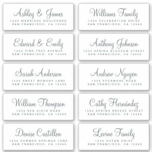 Chic Calligraphy Wedding Guest Address Labels (Vorderseite)