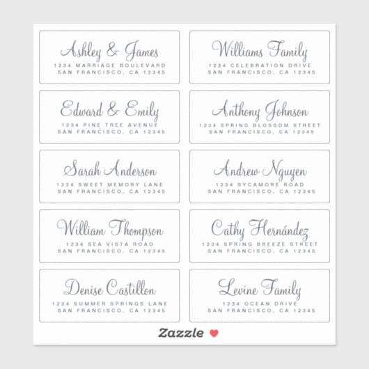 Chic Calligraphy Wedding Guest Address Labels (Blatt)