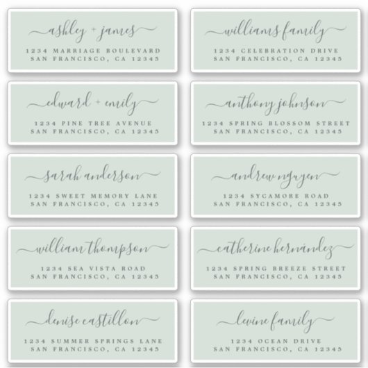 Chic Calligraphy Wedding Guest Address Labels (Vorderseite)