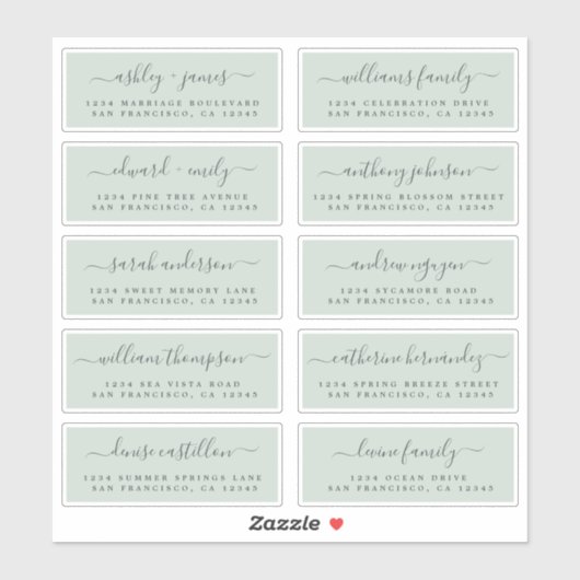 Chic Calligraphy Wedding Guest Address Labels (Blatt)