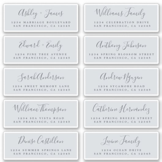 Chic Calligraphy Wedding Guest Address Labels (Vorderseite)