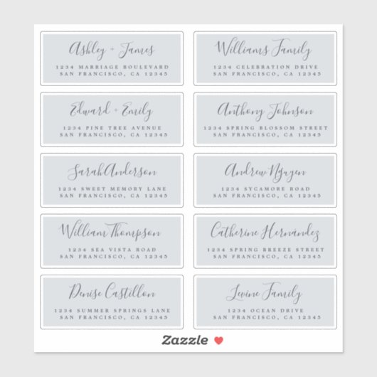 Chic Calligraphy Wedding Guest Address Labels (Blatt)