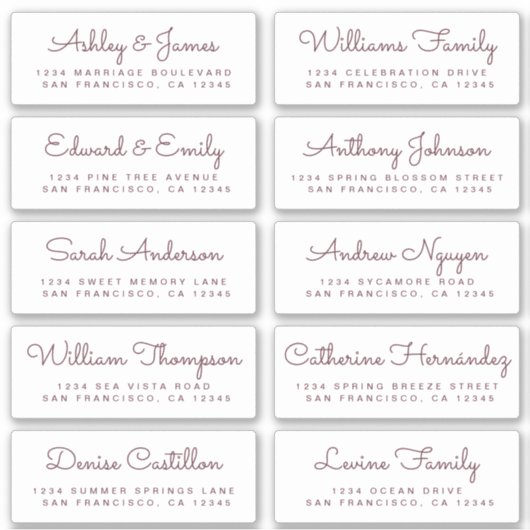 Chic Calligraphy Wedding Guest Address Labels (Vorderseite)