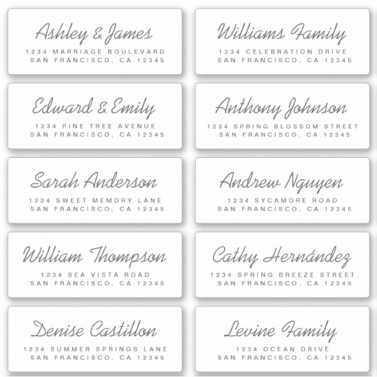Chic Calligraphy Wedding Guest Address Labels (Vorderseite)