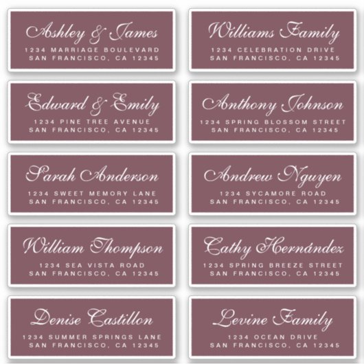 Chic Calligraphy Wedding Guest Address Labels (Vorderseite)