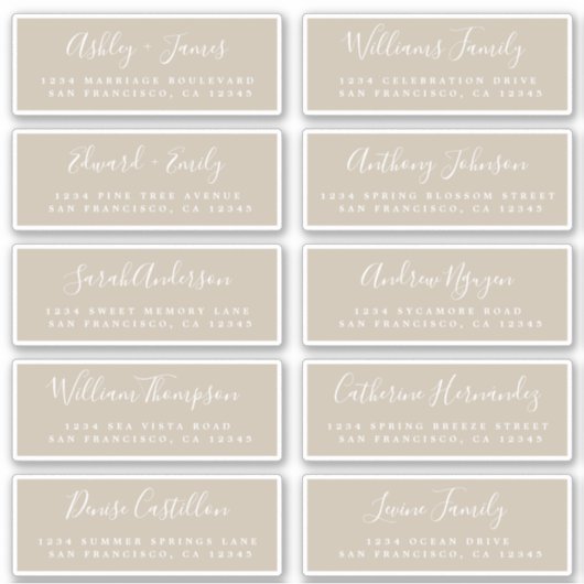 Chic Calligraphy Wedding Guest Address Labels (Vorderseite)