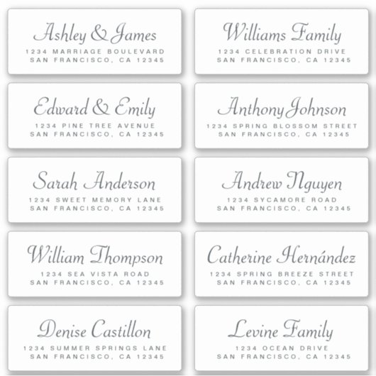 Chic Calligraphy Wedding Guest Address Labels (Vorderseite)