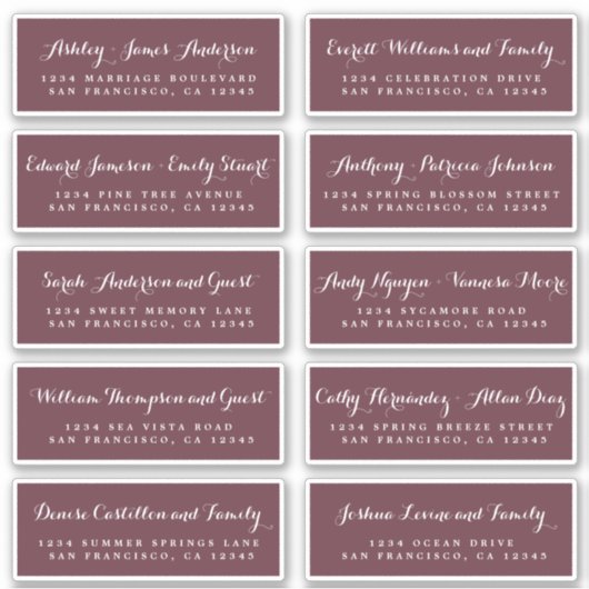Chic Calligraphy Wedding Guest Address Labels (Vorderseite)
