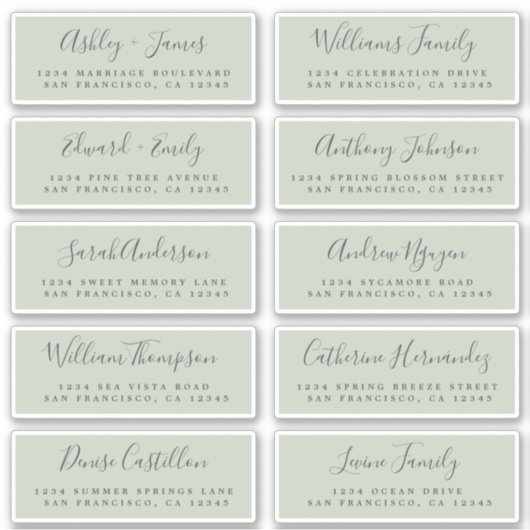 Chic Calligraphy Wedding Guest Address Labels (Vorderseite)