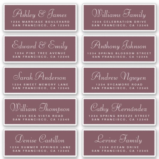 Chic Calligraphy Wedding Guest Address Labels (Vorderseite)