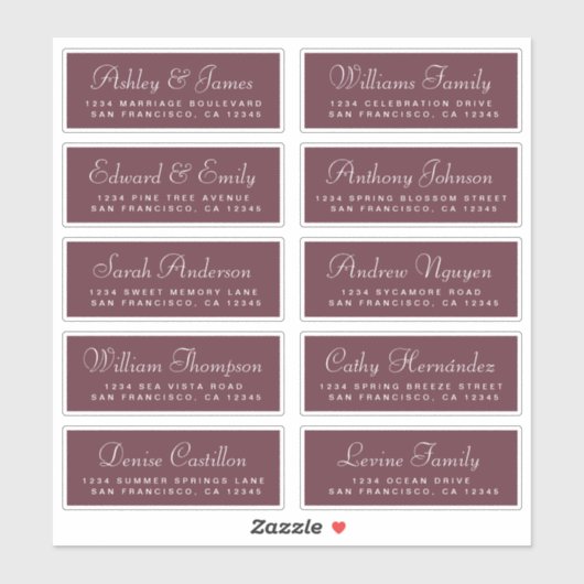 Chic Calligraphy Wedding Guest Address Labels (Blatt)