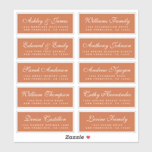 Chic Calligraphy Wedding Guest Address Labels (Blatt)