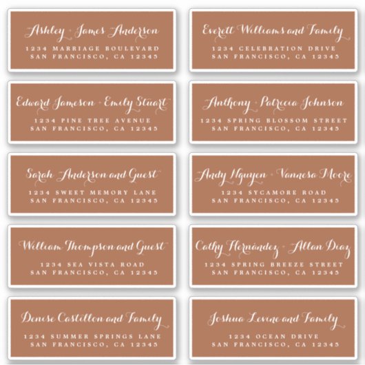 Chic Calligraphy Wedding Guest Address Labels (Vorderseite)