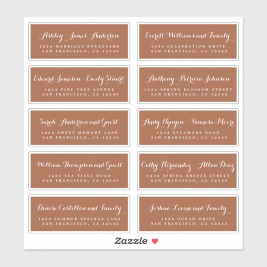 Chic Calligraphy Wedding Guest Address Labels (Blatt)