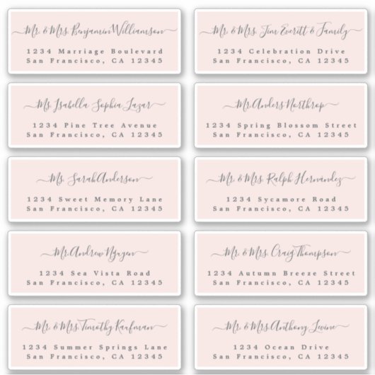 Chic Calligraphy Wedding Guest Address Labels (Vorderseite)