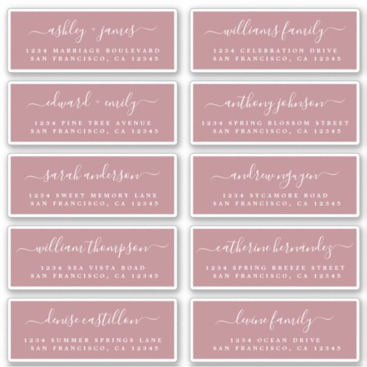Chic Calligraphy Wedding Guest Address Labels (Vorderseite)