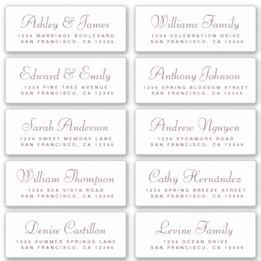 Chic Calligraphy Wedding Guest Address Labels (Vorderseite)