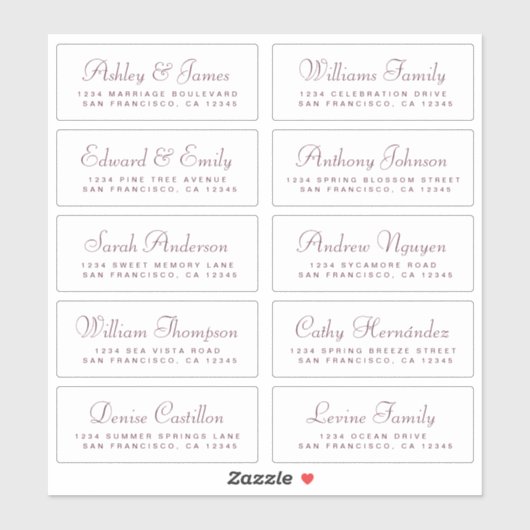 Chic Calligraphy Wedding Guest Address Labels (Blatt)