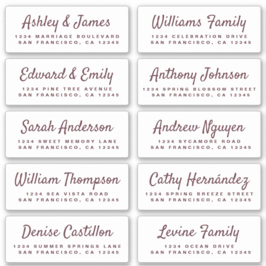Chic Calligraphy Wedding Guest Address Labels (Vorderseite)