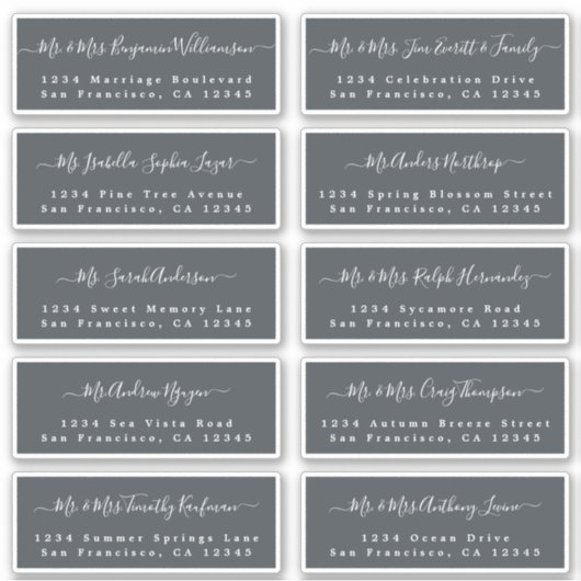 Chic Calligraphy Wedding Guest Address Labels (Vorderseite)